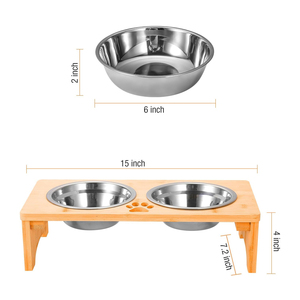 Mangeoire surélevée en bambou <span class=keywords><strong>pour</strong></span> petits chiens et chats - Product Image 5