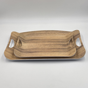 Grands plateaux de service multifonctionnels en mélamine de 18 pouces avec poignées pour le petit-déjeuner, l'heure du thé et les collations - Product Image 2