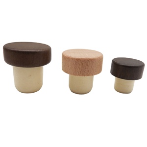 보드카 위스키 병 마개 19mm 22.5mm T 코르크 마개 사용자 정의 로고 우드 탑 - Product Image 4