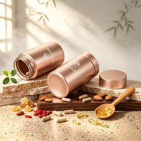 Flacon en verre cylindrique 150 ml vide pour emballage de comprimés de vitamines, finition métallique, coffret cadeau, fabricant sur mesure, vente en gros