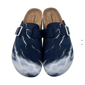 Mules sabots unisexe personnalisées à enfiler avec soutien <span class=keywords><strong>de</strong></span> la voûte plantaire en daim <span class=keywords><strong>de</strong></span> vache, pantoufles Birken d'hiver en liège avec impression <span class=keywords><strong>de</strong></span> patch croisé - Product Image 6
