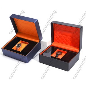 Solid Color PU Leather Watch <b>Box</b> Custom Logo Square Single Wristwatch Storage <b>Gift</b> Packaging <b>Box</b> - Product Image 6