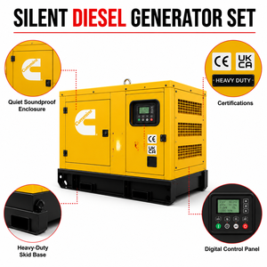 Groupe électrogène diesel silencieux Cummins refroidi par eau / Weichai avec ATS triphasé 50-70 kVA, faible bruit, enceinte insonorisée - Product Image 2