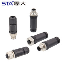Conector de Aviación M12, Terminación de Soldadura, Enchufe de Plástico para Campo, 3, 4, 5, 6, 8, 12, 17 Pines, Vertical, Impermeable IP67, Conectores para Sensores