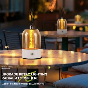 Lámpara de Mesa LED Táctil Recargable, 3 Colores, Luz Nocturna Regulable, Luz Ambiental Portátil, Decoración de Dormitorio, Linterna para Acampar al Aire Libre - Product Image 3