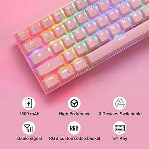 Teclado Mecánico Inalámbrico para Juegos <span class=keywords><strong>Motospeed</strong></span> CK62, Interruptor Longhua, Retroiluminación RGB, Tipo-C, Ergonómico - Product Image 2