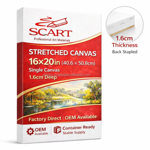 SCART Wholesale 280g 100% Cotton 16x20 Stretched White Blank Canvas For Artist Oil Painting Custom Other Art Supplies - Product Image 1
