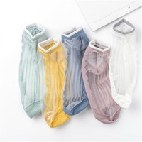 Chaussettes d'été respirantes en coton pour femme, fines, avec fibre de verre, design transparent, usage quotidien, avec logo intégré