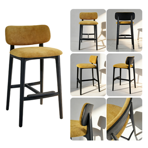 Tabourets <span class=keywords><strong>de</strong></span> bar contemporains <span class=keywords><strong>en</strong></span> <span class=keywords><strong>bois</strong></span> noir - Chaises <span class=keywords><strong>de</strong></span> comptoir <span class=keywords><strong>en</strong></span> tissu pour bar commercial/hôtel |   Sièges hauts confortables - Product Image 6