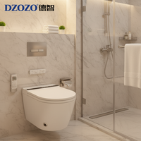 WC intelligent mural de luxe moderne avec cuvette allongée, télécommande, siège chauffant, lumière nocturne incluse, siphon en P