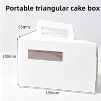 Boîte à gâteau triangulaire portable avec poignée et fenêtre transparente, boîte à gâteau jetable pour emporter, boîte à gâteau en tranches pour l'emballage de desserts