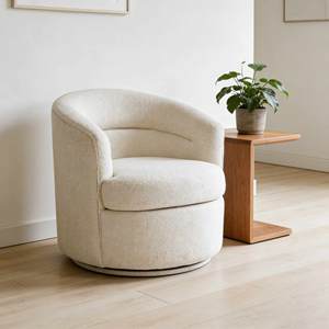 كرسي كارلفورد بذراع دوار 360 درجة، كرسي استرخاء قماشي لغرفة المعيشة وغرفة النوم، ديكور ناعم لطاولة القهوة - Product Image 1