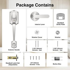 Poignée de porte d'entrée Calzibeno en nickel satiné, design traditionnel, installation facile, levier de passage ambidextre - Product Image 6