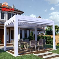 Persianas Enrollables Motorizadas, Ecológicas, Modernas, para Jardín, Pérgola, Gazebo, Marco de Aluminio con Revestimiento en Polvo, LED Opcional