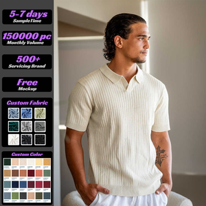 Vscoo Old Money Custom lavorato a maglia Pit Strip Polo t-shirt lana <span class=keywords><strong>Slim</strong></span> <span class=keywords><strong>Fit</strong></span> tinta unita skin maglia da <span class=keywords><strong>uomo</strong></span> <span class=keywords><strong>maglione</strong></span> lavorato a maglia - Product Image 1
