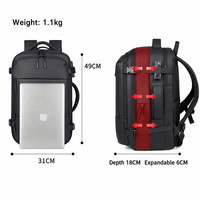 Sac à dos de voyage étanche et antivol de grande capacité, sac à dos de luxe à compression sous vide, sac à dos extensible pour ordinateur portable