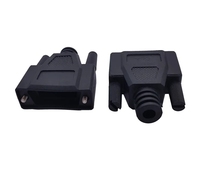 Venta de fábrica DB9/DB15/DB25 carcasa negra de plástico macho y hembra, capucha de plástico D-sub de plástico negro