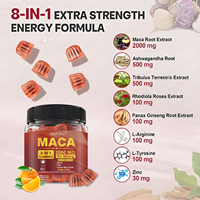 Gummies Complexe de Racine de Maca 8-en-1 Marque Privée OEM, Mélange Ashwagandha Ginseng, 60 Gummies Sans Sucre
