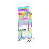 Machine d'arcade à griffes à monnayeur avec lumières colorées, distributeur de prix, de snacks et de jouets en peluche, garantie, en métal et acrylique, grue à commande anglaise