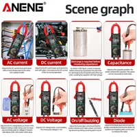 Multimètre à pince numérique ANENG ST213 True RMS 6000 points de mesure, AC/DC automatique 600A, testeur NCV, mesure de la capacité, de la température et du fréquence pour électricien