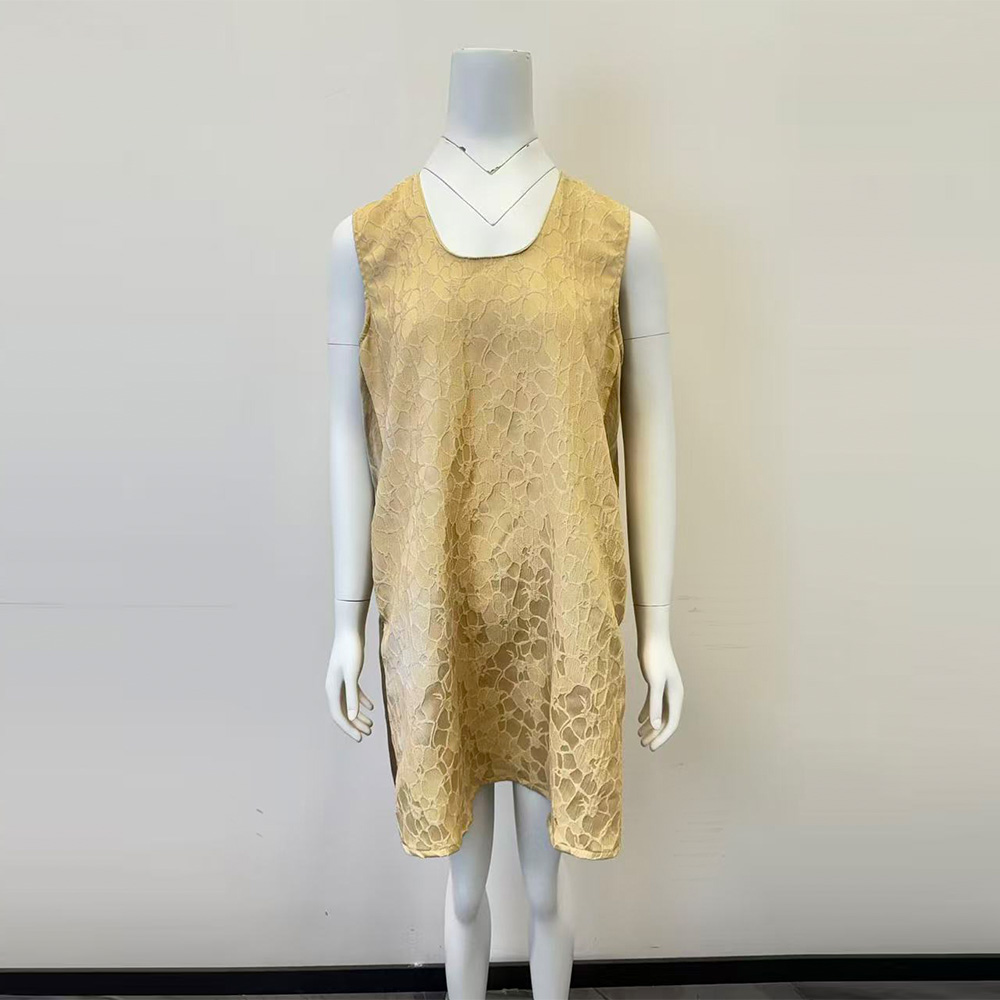 layered hem dress Chic Layered Hem Dress with Patchwork Trim