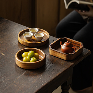 Guanlan Walnut Wood <b>Tea</b> <b>Tray</b> Solid Wood Dry Brewing Table <b>Tea</b> Ceremony Accessory Household Use - Product Image 5