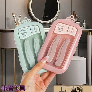 Double Flower Eyebrow <b>Razor</b> <b>Set</b> 2 Pack Plastic Slanted Tip For Eyebrow Trimming And Care - Product Image 5