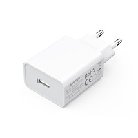 Adaptador de Cargador USB de Plástico Versión Europea, 5V 2A, Enchufe Europeo, Blanco/Negro, Salida Única, Enchufe de Viaje, 2000mA, Cargador con Luz LED USB