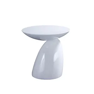चमकदार सफेद/काला/नारंगी मूर्तिकला मशरूम के आकार की कॉफी टेबल एक अंडाकार या गोल शीर्ष के साथ पुन: प्रबलित फाइबरग्लास साइड टेबल