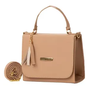 Sac messager pour femme Fana Lcela Leia, rangement maquillage, avec pompon, style classique, en microfibre et cuir synthétique, poignée supérieure - Product Image 3