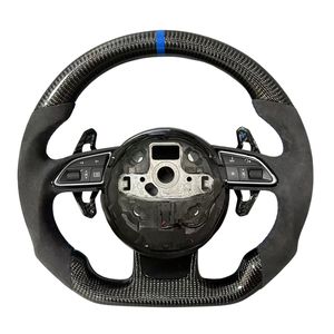 Volant de voiture en carbone avec sélection de lecteur 2 boutons pour <span class=keywords><strong>Audi</strong></span> A3 A4 A5 A6 A7 A8 S8 Q3 Q5 Q7 S3 S4 S5 S6 S7 <span class=keywords><strong>TT</strong></span> R8 RS3 RS4 - Product Image 1
