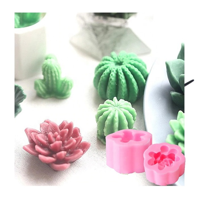 DIY Eco-Friendly Silicone Resin Casting Molds 3D Cactus Succulent 46x50x26mm for Wax/Candle Craft Stocked Shandong Ainika Brand