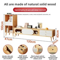 Meuble TV en bois massif, combinaison table basse, nouveau design pour petit appartement, tiroir au sol, meuble de salon