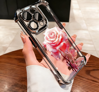 Coque en TPU transparente plaquée rose haute définition pour iphone 17 série personnalisable en gros téléphone portable
