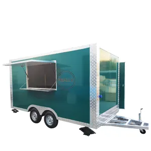 custom food truck trailer Suppliers-Mobiele Keuken Aangepaste Voedsel Tailer Volledig Uitgerust Food Catering Trailers Snelle Pizza Koffie Vending Winkelwagen