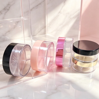 Boîtier compact rond en plastique de 20g à trois compartiments pour poudre libre, emballage personnalisé, outils de maquillage