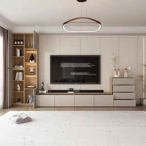 Recién llegado, soporte de <span class=keywords><strong>TV</strong></span> de suelo a techo de melamina, armarios altos y <span class=keywords><strong>bajos</strong></span>, <span class=keywords><strong>muebles</strong></span> de madera hechos a mano <span class=keywords><strong>para</strong></span> sala de estar - Product Image 3