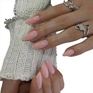 CANNY CLUB 24 <span class=keywords><strong>Uñas</strong></span> Postizas <span class=keywords><strong>Largas</strong></span> <span class=keywords><strong>Color</strong></span> <span class=keywords><strong>Rosa</strong></span> Empolvado, Hechas a Mano, de Gel Acrílico, Forma Almendrada, Estilo Francés, de China - Product Image 3