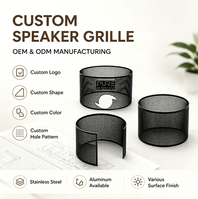 Custom Perforated Stainless Steel Mesh Speaker Grill Grille Decorative Audio Cabinet Cover Anti-Rust Metal Home Sound Carton Box