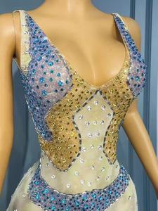 Abiti da festa di compleanno senza maniche in cristallo per ragazze abbigliamento elegante comodo per le caratteristiche principali del Night Club - Product Image 4