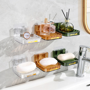 Jabonera Moderna de Plástico Rectangular con Ventosa, Estantes para Baño sin Perforación, Soporte de Jabón Montado en la Pared, Drenaje Transparente - Product Image 2