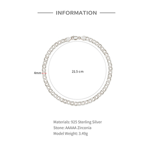 Bracelets chaîne gourmette minimalistes en argent sterling S925 plaqué or 18 carats CANNER 4 mm, vente en gros pour femmes et hommes - Product Image 6