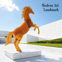 Sculpture abstraite de cheval en acier inoxydable 304/316 peinte, moderne, sectionnelle, sur mesure, pour extérieur, grande taille, pour ville