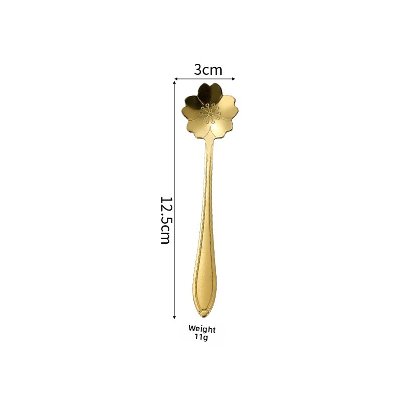 Cucchiaio Oro con Fiori di Ciliegio (Corto)