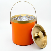 Seau à glace isotherme moderne et durable en acier inoxydable 1,4L/2L/3L à double paroi avec poignées de transport et couvercle pour les fêtes de vin et de bière