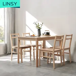Linsy热卖小户型厨房桌子套装餐厅家具4 6椅子现代实木餐桌套装LS161R1-A