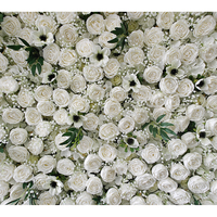 Mur de fleurs artificielles personnalisé pour mariage, 8 pieds x 8 pieds, avec gypsophile, feuilles d'eucalyptus, pivoine et roses blanches, pour décoration murale