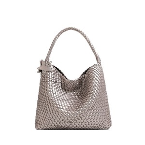 New Champagne <b>Gold</b> Woven Tote Elegant Large Capacity Bucket Shoulder Handbag for <b>Women</b> - Product Image 5