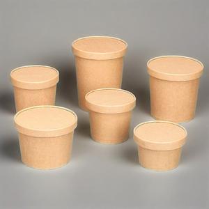 Custom Disposable Thickened Kraft Paper Soup <b>Cup</b> and Bucket Single Wall Takeout Packaging for Porridge and <b>Noodles</b> - Product Image 2