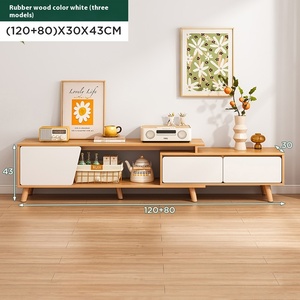 Combinaison simple et moderne de meuble TV et de table basse pour petits appartements en bois MDF télescopique de style nordique pour le salon - Product Image 6